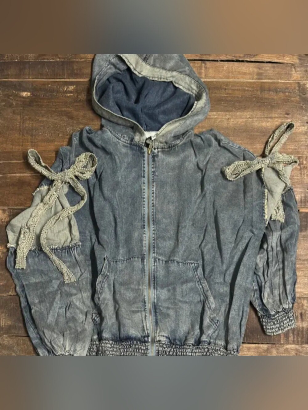 #1637 Jaded Gypsy Tied About Jacket - Chambray